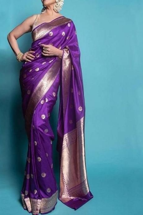 ModBh  Purple Colored Soft Hand Weaving Silk Saree B295