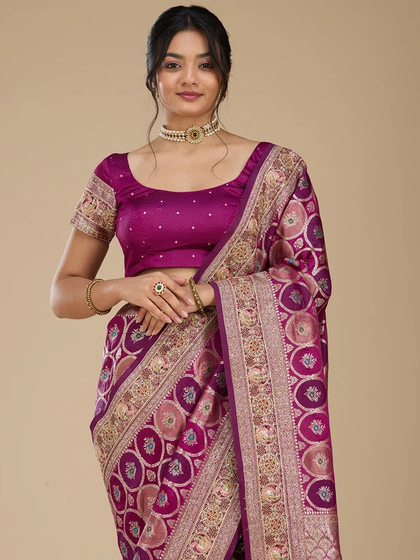 Wine Kanjivaram Soft Silk Kanchi Zari Weaving Saree