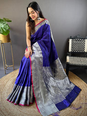 Soft Silk Woven Design Zari Kanchi Blend Banarasi Sareee