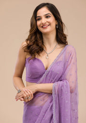 Purple Soft Raw Silk Gold Zariwork Saree With Matching Blouse Piece