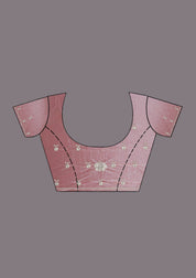 Elegant Floral Embroidered Saree with Ornate Border in Blush Pink & Aqua  Bridelook