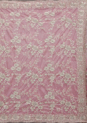 Elegant Floral Embroidered Saree with Ornate Border in Blush Pink & Aqua  Bridelook
