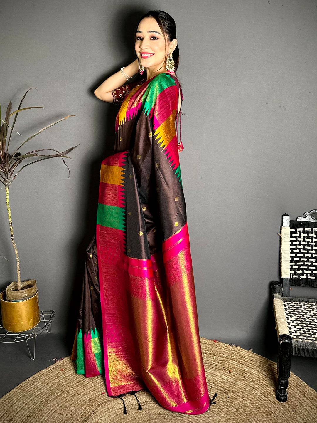 Classic Kanchi Rudrakshaa Zari Butta Saree