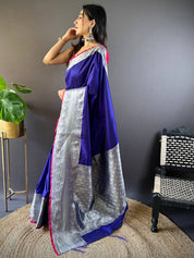 Soft Silk Woven Design Zari Kanchi Blend Banarasi Sareee