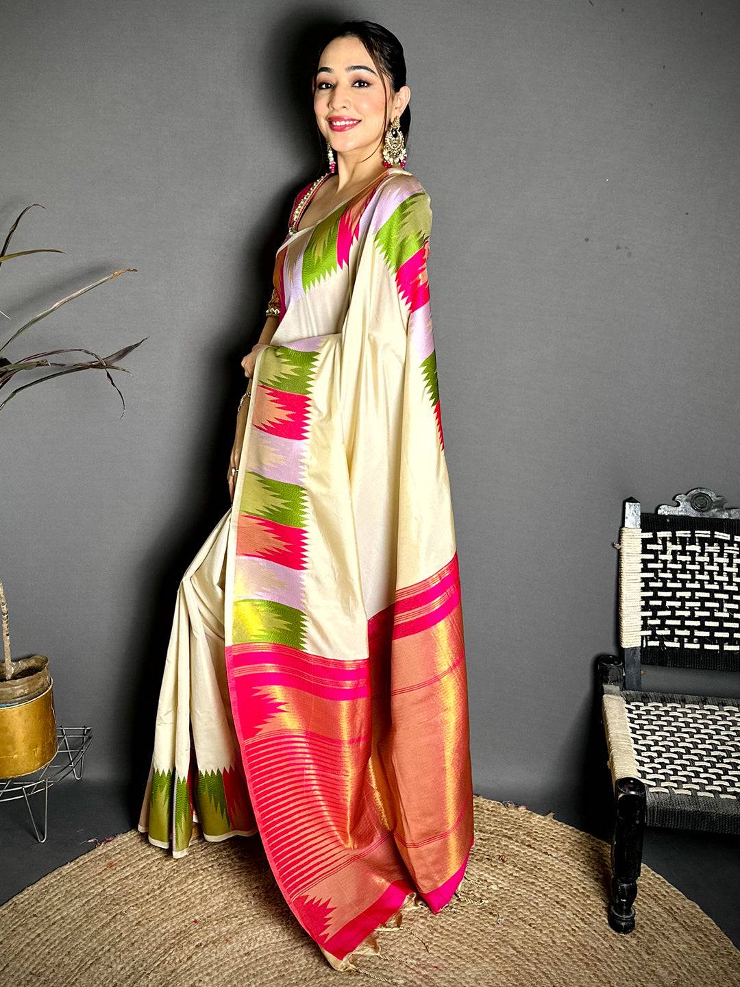 Classic Kanchii Rudraksha Zari Butta Saree
