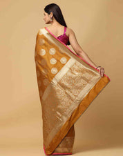 Mustard Colour Banarasi Katan Silk Kanchi Zari Weaving Saree