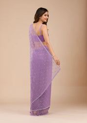 Purple Soft Raw Silk Gold Zariwork Saree With Matching Blouse Piece