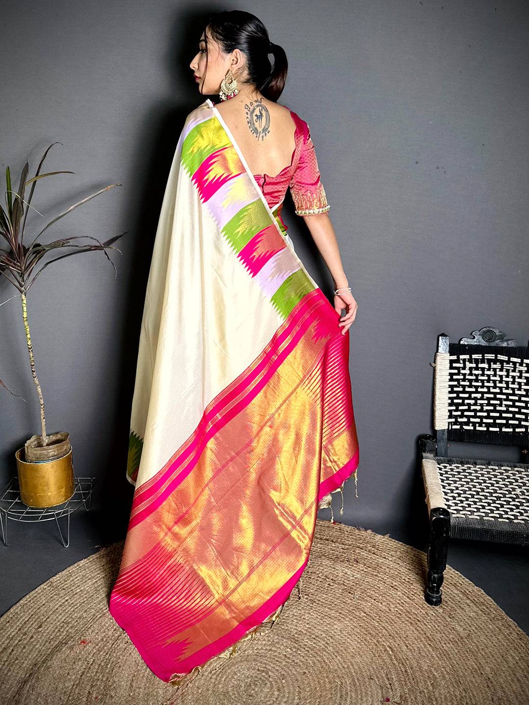 Classic Kanchii Rudraksha Zari Butta Saree