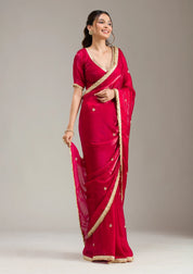 Black Tissue Gold Zariwork Saree With Matching Blouse Piece