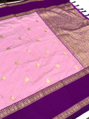 Pink Gadwal Pure Soft Silk Saree