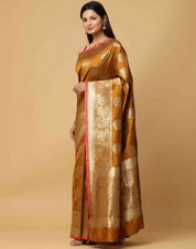 Mustard Colour Banarasi Katan Silk Kanchi Zari Weaving Saree