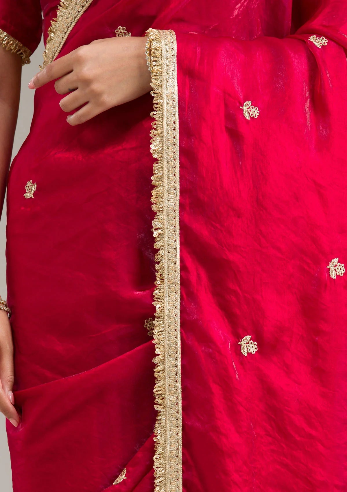 Black Tissue Gold Zariwork Saree With Matching Blouse Piece