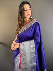 Soft Silk Woven Design Zari Kanchi Blend Banarasi Sareee