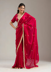 Black Tissue Gold Zariwork Saree With Matching Blouse Piece