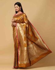 Mustard Colour Banarasi Katan Silk Kanchi Zari Weaving Saree