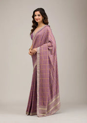 Purple Soft Raw Silk Gold Zariwork Saree With Matching Blouse Piece