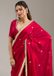 Black Tissue Gold Zariwork Saree With Matching Blouse Piece