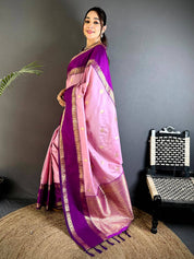 Pink Gadwal Pure Soft Silk Saree