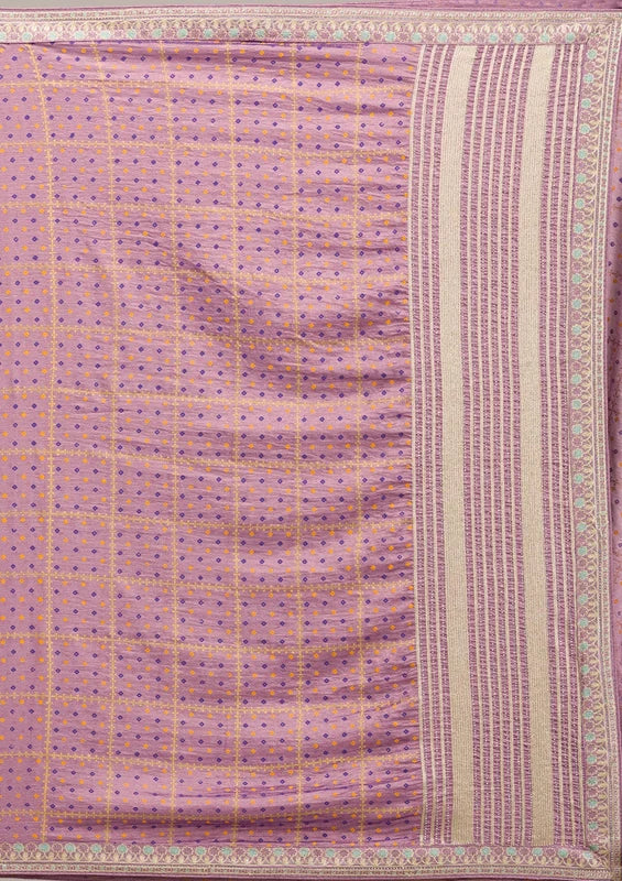 Purple Soft Raw Silk Gold Zariwork Saree With Matching Blouse Piece