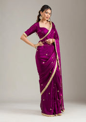 Black Tissue Gold Zariwork Saree With Matching Blouse Piece