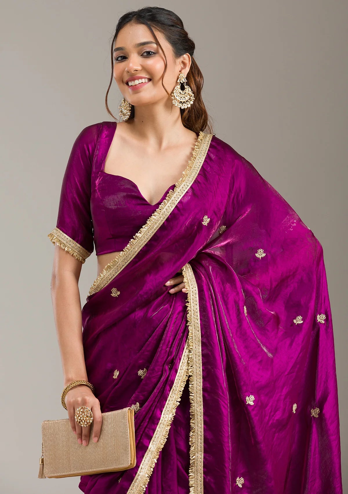Black Tissue Gold Zariwork Saree With Matching Blouse Piece