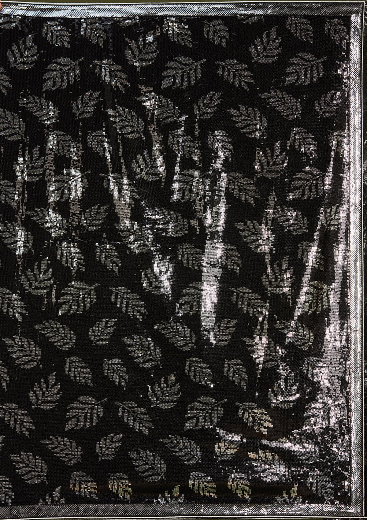 Black Georgette Sequins Saree With Matching Blouse Piece