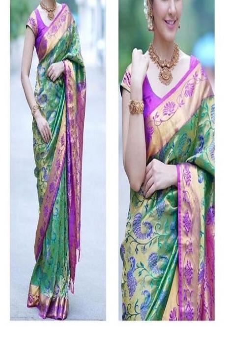 Blooming Banarasi Pure Soft Silk Multi Saree For Women
