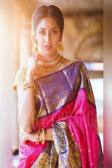 Fabulous Kanjivaram Pure Soft Silk Pink Saree Blouse Designs