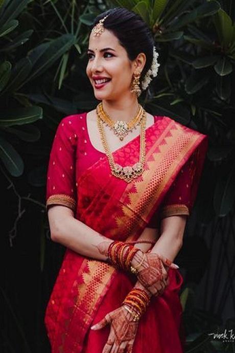 Barnabasi Pure Soft Silk Red Color Saree For Party Wear