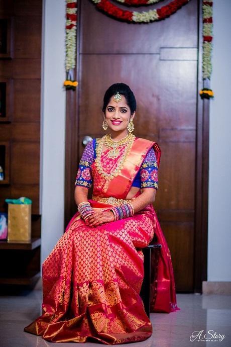 Barnabasi Pure Soft Silk Pink Color Saree For Bride