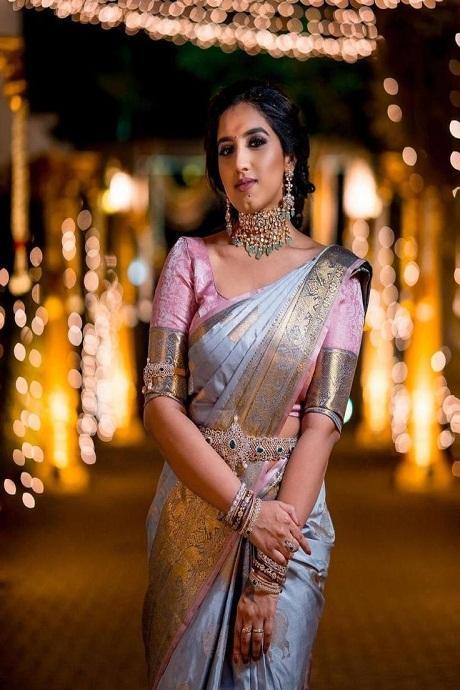 Good Looking Banarasi Pure Soft Mul Mul Silk Silver Colour Saree B130