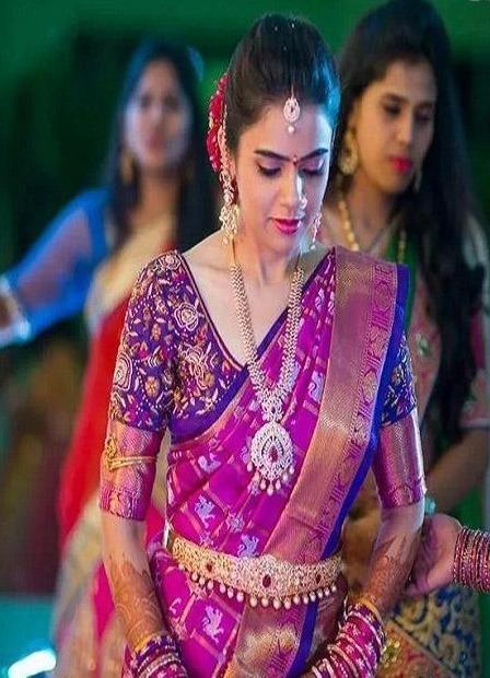 Graceful Banarasi Pure Soft Silk Pink Colour Saree B214