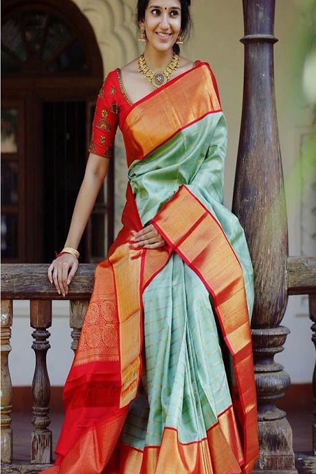 Engrossing Heavy Kanjivaram Pure Soft Silk Saree For Girls