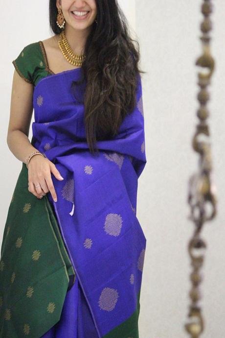 Audacious Pure Soft Silk Royal Blue Saree For Women