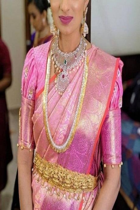 Classic Pink Kattu Pure Soft Silk Saree Designs