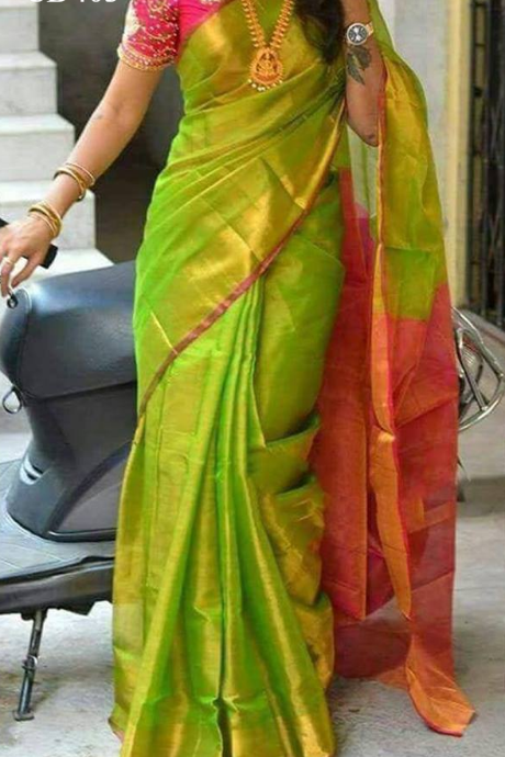 Engrossing Kanjivaram Pure Soft Silk Navy Firozi Saree