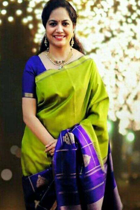 Designer Fancy Look Rama Colour Saree Blouse
