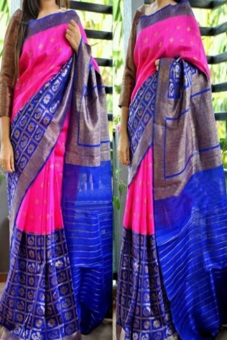 Charming Banarasi Pure Soft Silk Purple Saree For Girls