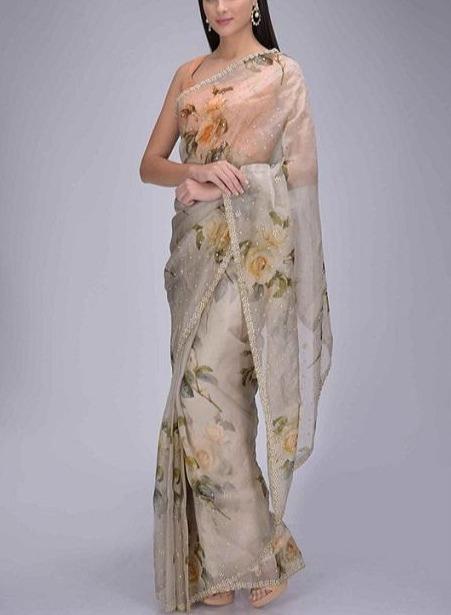 Designer Ethnic Organza Silk Fancy  Grey Saree Collection 2021